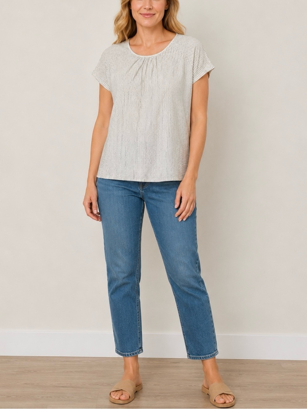 Pure Jill J.Jill Linen Modal Blend Butterfly Sleeve Top Size Small